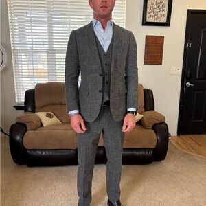 Classic Gray Textured Three-Piece Suit
